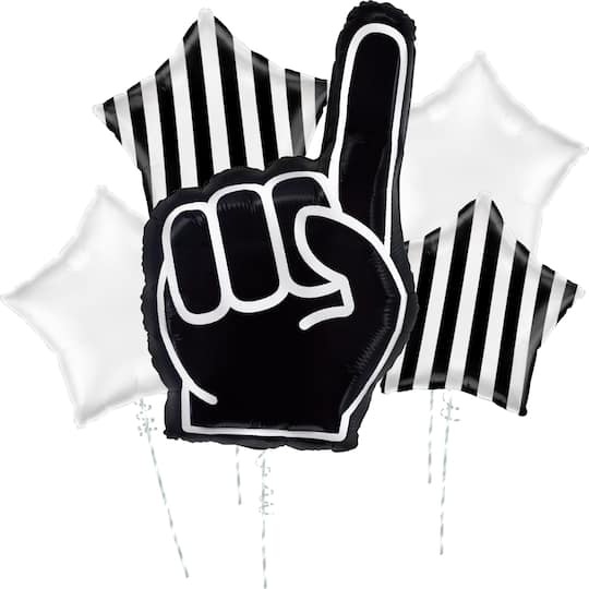 Black & White Sports 5-Piece Foil Balloon Bouquet